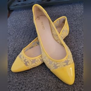 Yellow Flats with Mesh Flower Design
